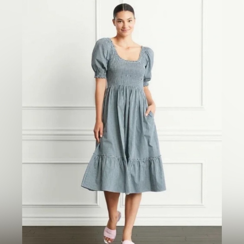 Hill House Louisa Nap Dress, green gingham size M